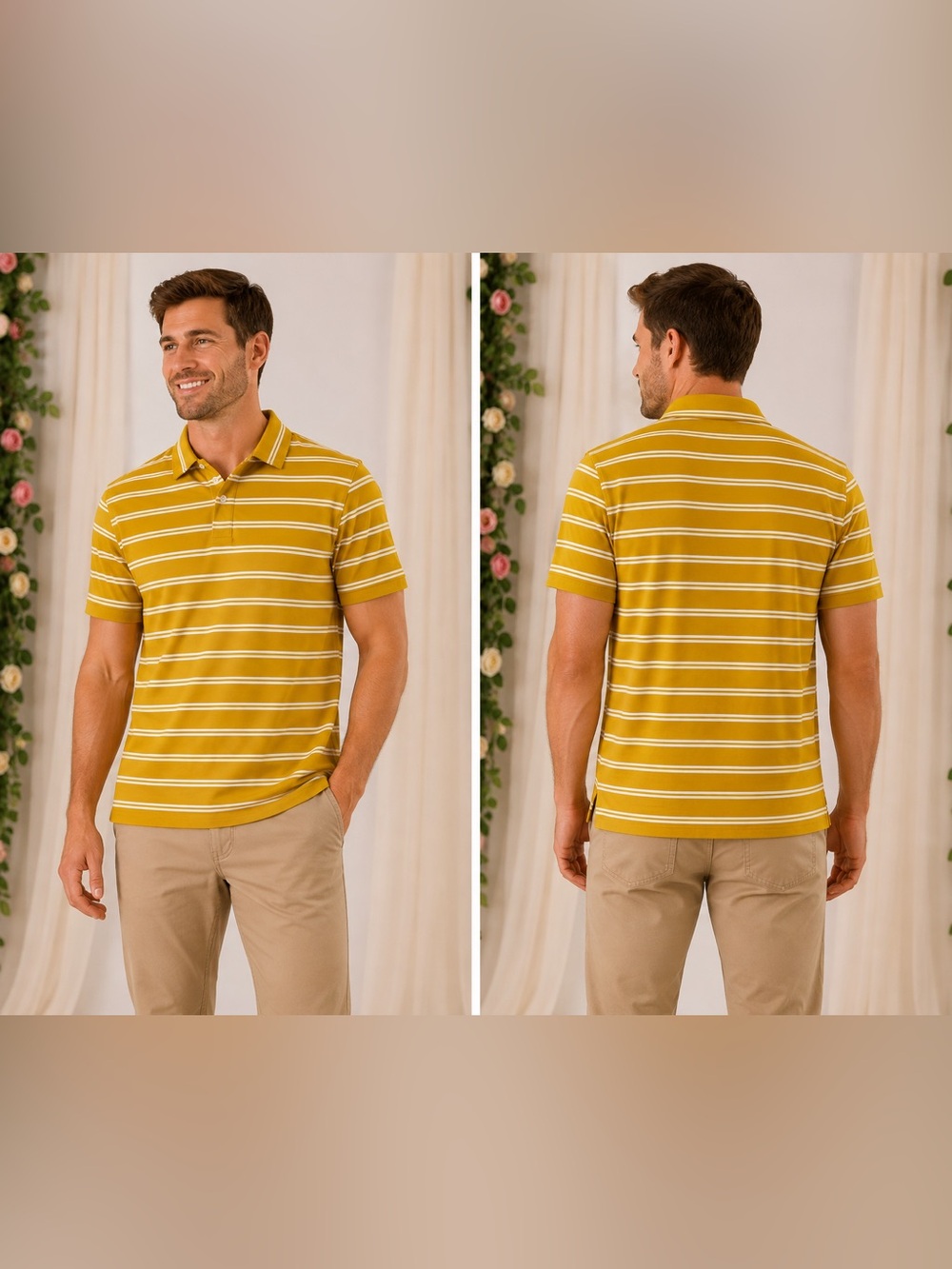 Goodfellow & Co Men’s Small Mustard Yellow Striped Polo Shirt NWT